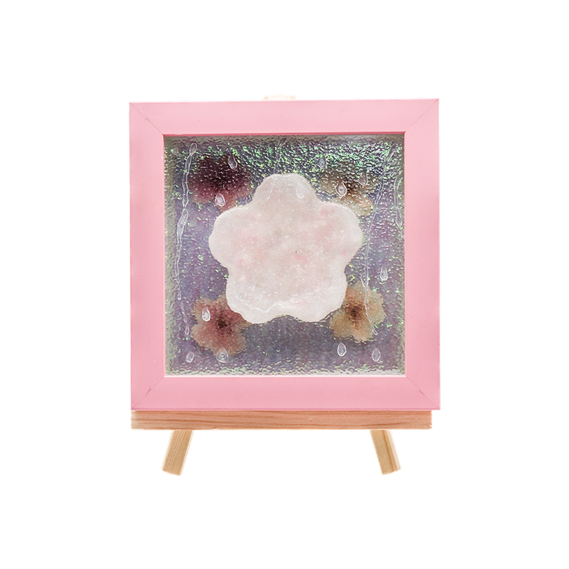 Gelbe Kirschblüten-Kunstlampe mit Holzrahmen – Yozakura-Regen