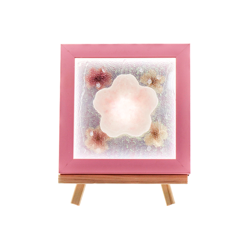 Gelbe Kirschblüten-Kunstlampe mit Holzrahmen – Yozakura-Regen