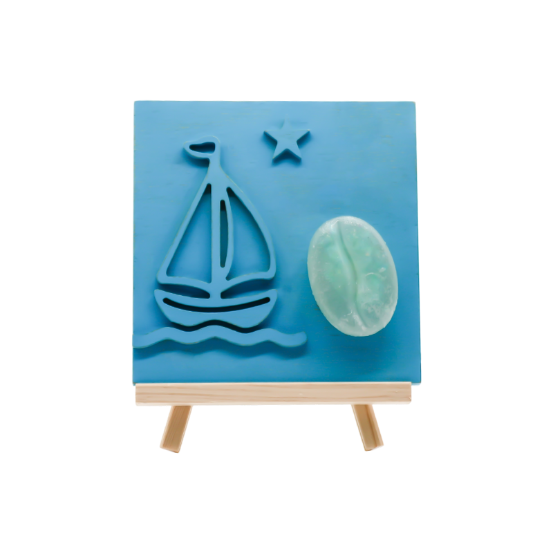 Ozeanfarbene Segelboot-Bambus-Holzlampe – Sail Shadow Baking