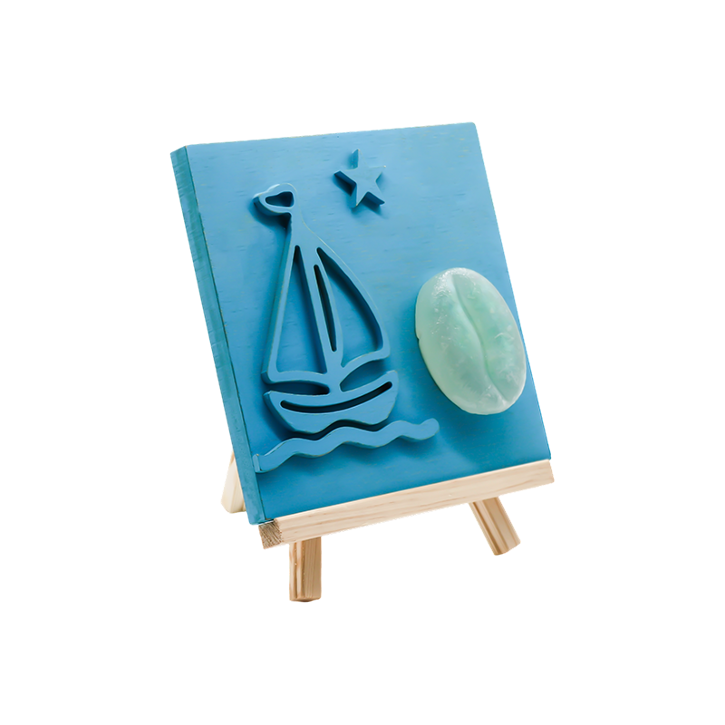 Ozeanfarbene Segelboot-Bambus-Holzlampe – Sail Shadow Baking