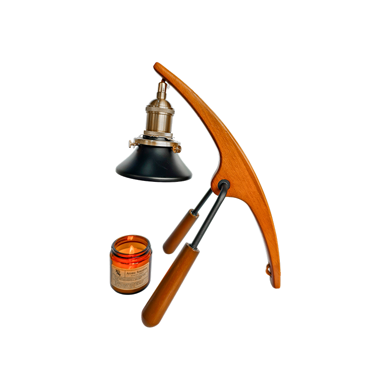 Kerzenwärmerlampe mit gebogenem Holzarm – Arc Glow